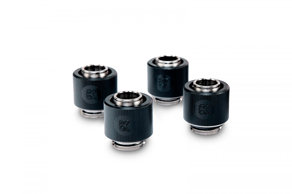 EKWB EK-ACF Compression Fitting for Soft Tubing 3/8 ID, 1/2 OD Black 10/13mm 4-Pack