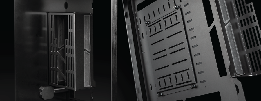 Premium water-cooling case made of aluminum with inside trays mounted on rails. Easy to use and compatible with a wide array of water-cooling products.