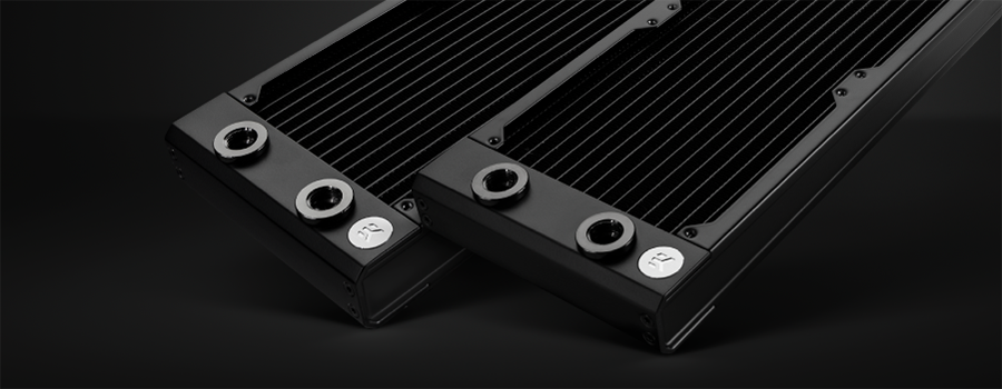 all-black thin 30mm pc watercooling radiator S240 EK-Quantum Surface