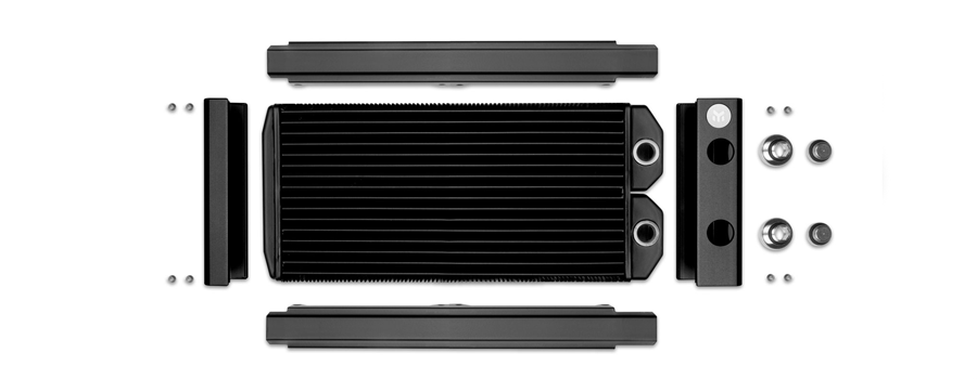 all-black thin 30mm pc watercooling radiator S240 EK-Quantum Surface
