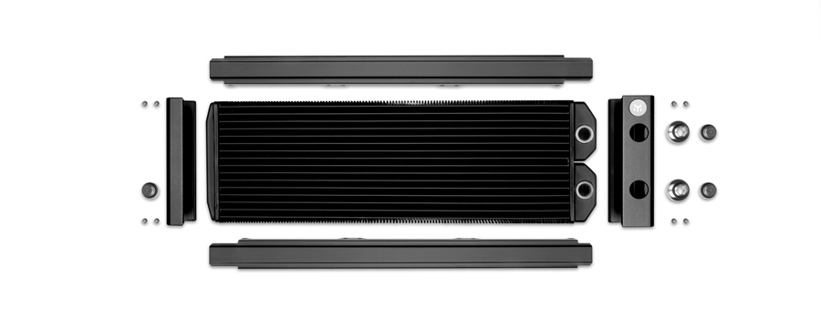 all-black thin 30mm pc watercooling radiator S360 EK-Quantum Surface