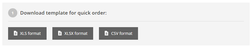 Quick order tool - Download template for quick order