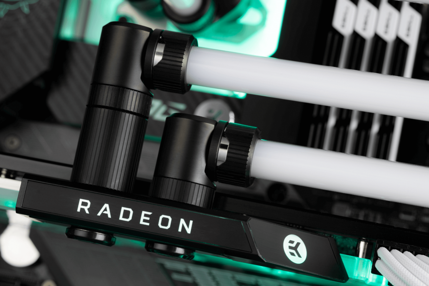 EK Quantum Torque Black Water-Cooling Fittings, Adapters, and Extenders Inside PC