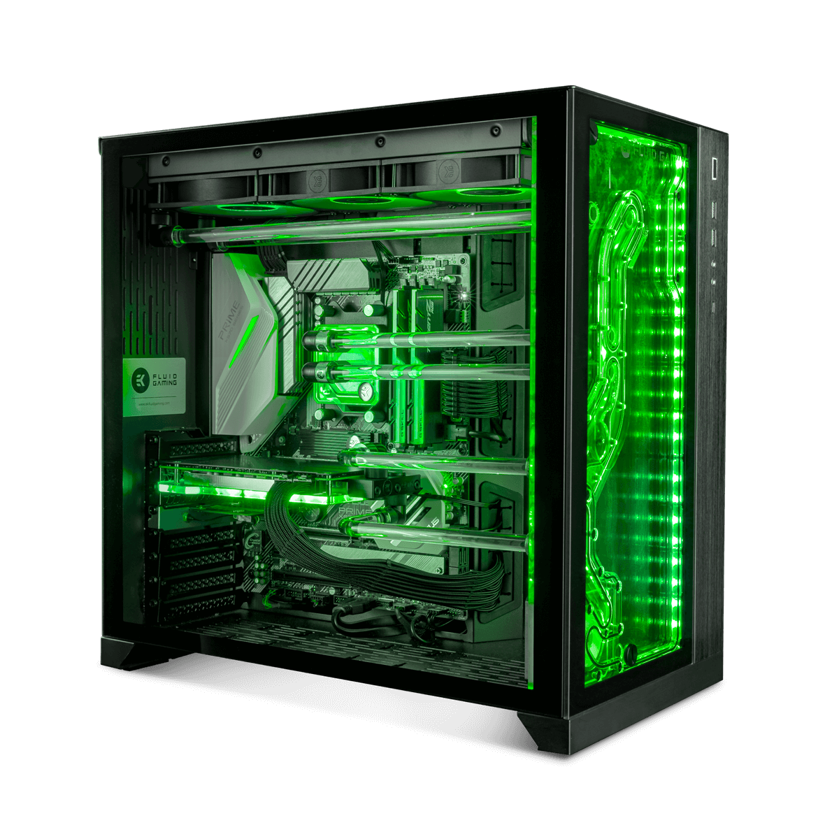 Green liquid-cooled EK-Fluid Gaming Vanquish 295