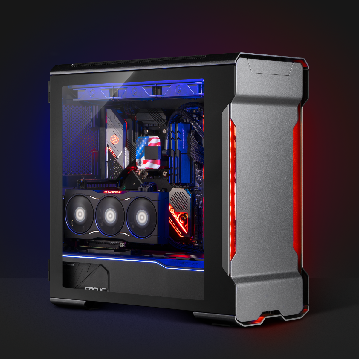 The EK-AIO Basic "American Build" 1 of 1 with a custom American flag