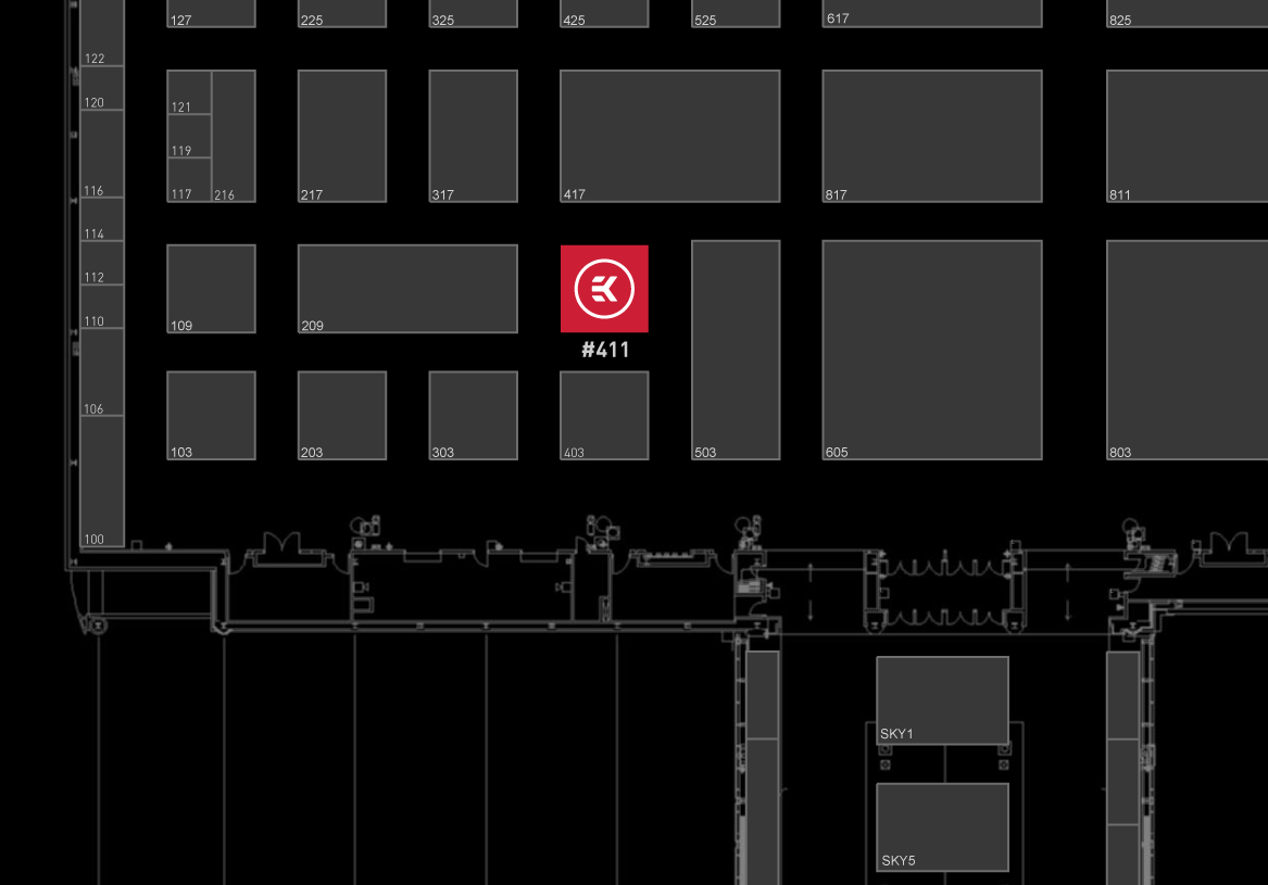 Map of PAX West 2022 and where to find EK Fluid Gaming - booth #411, 4th floor of Seattle Convention Center, September 2-5.