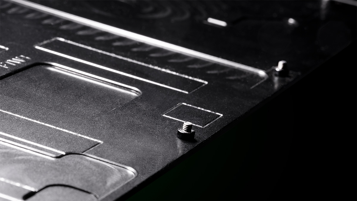 The captive screws on the aluminum backplate of EK-Quantum Vector² water blocks