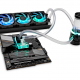 A CPU custom-loop built on a motherboard, to showcase a complete CPU custom loop.