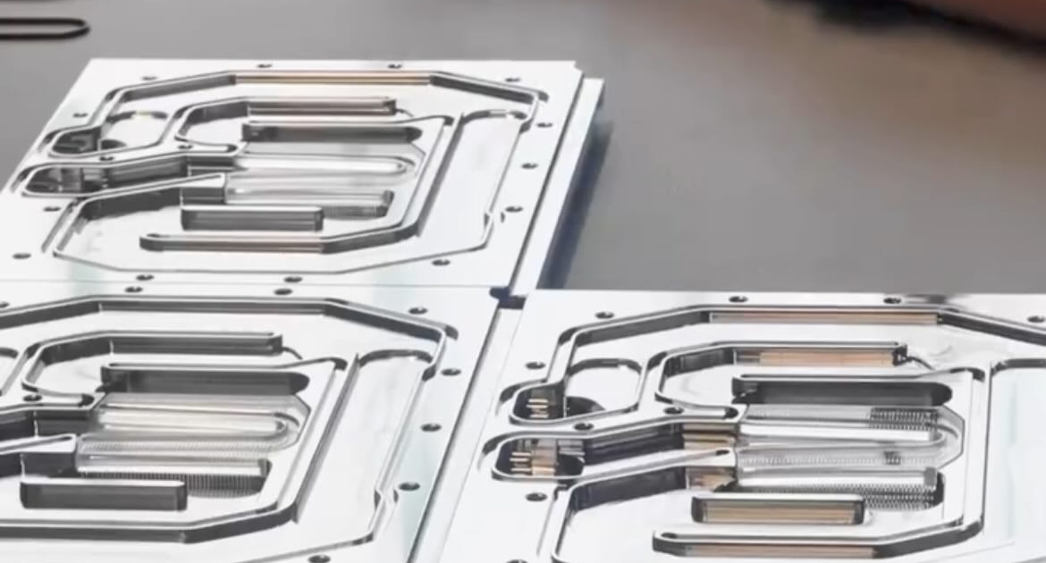 EK Quantum Vector³ nickel plated copper cold plate GPU water block detail